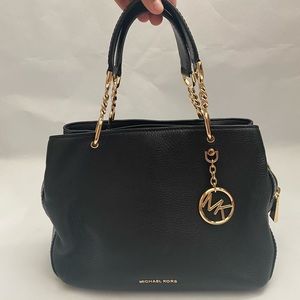 Michael Kors Lillie Medium Black Pebble Leather Satchel